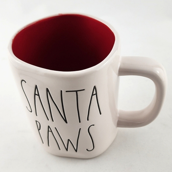 Rae Dunn Matching SANTA PAWS Marching Mug & Dog Bowl Set Large Letters White Red - Picture 4 of 15